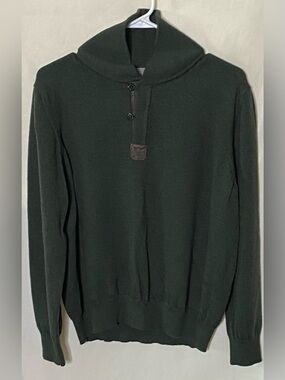 Thomas Dean Dark Green Italian 100% ExtraFine Merino Wool Sweater